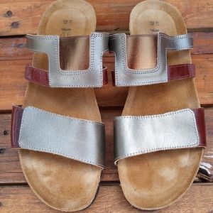 Naot slide Brown Metalic silver